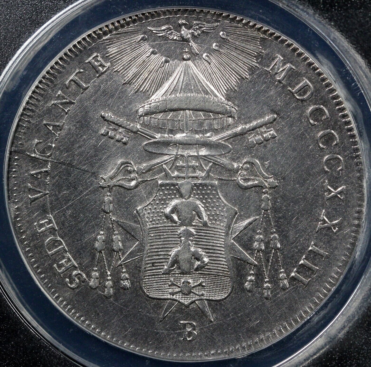 1823-B Papal States Scudo ANACS EF 40 DETAILS CLEANED