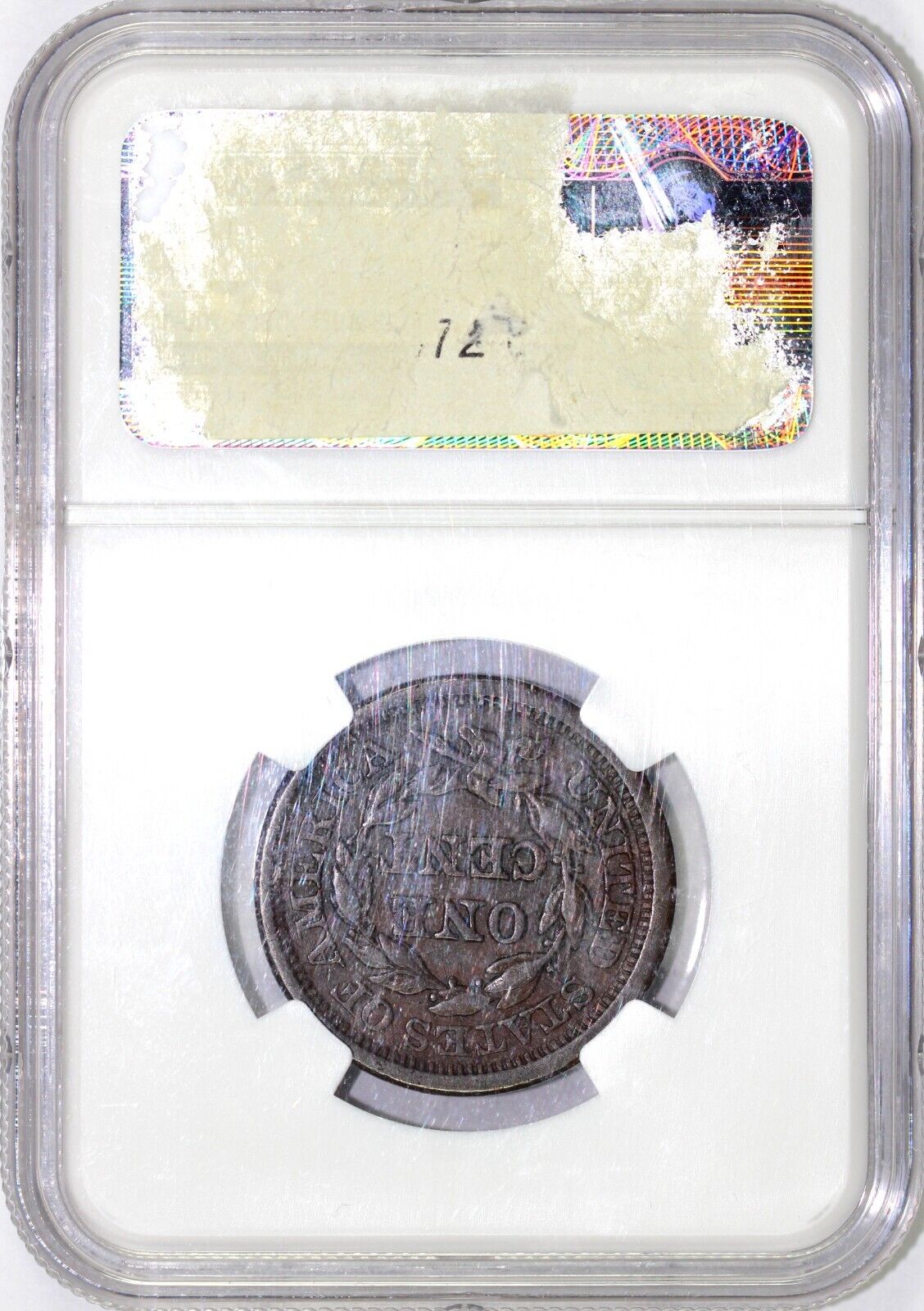 1847 1c N-23 Braided Hair Large Cent NGC XF Details Env Damage