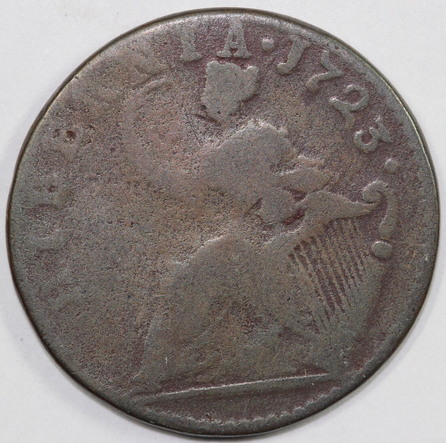1723 1/2p Woods Hibernia Colonial Copper Half Penny