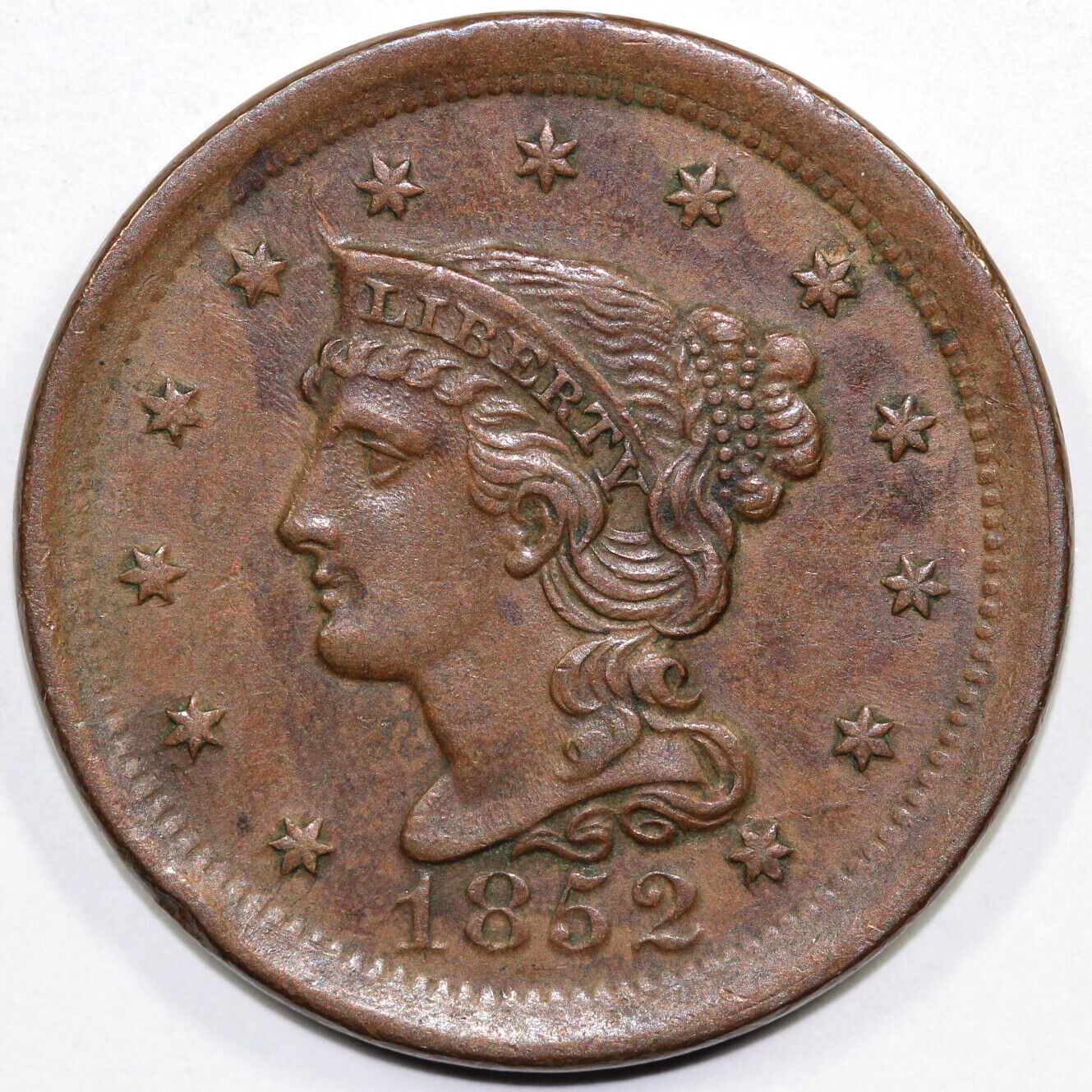 1852 1c Braided Hair Large Cent