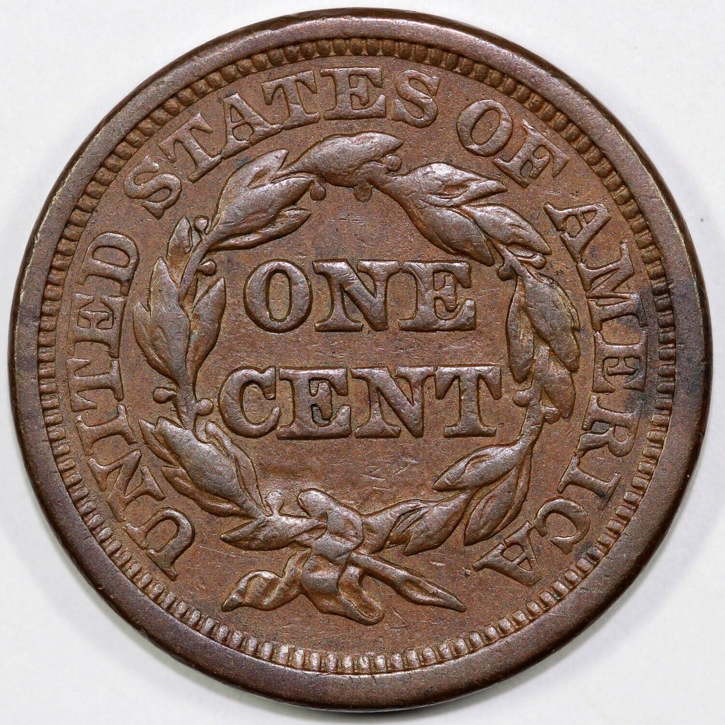 1844 1c Braided Hair Large Cent