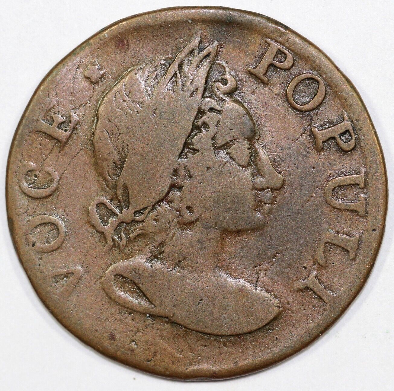 1760 1c N-15 Voce Populi Colonial Copper Coin