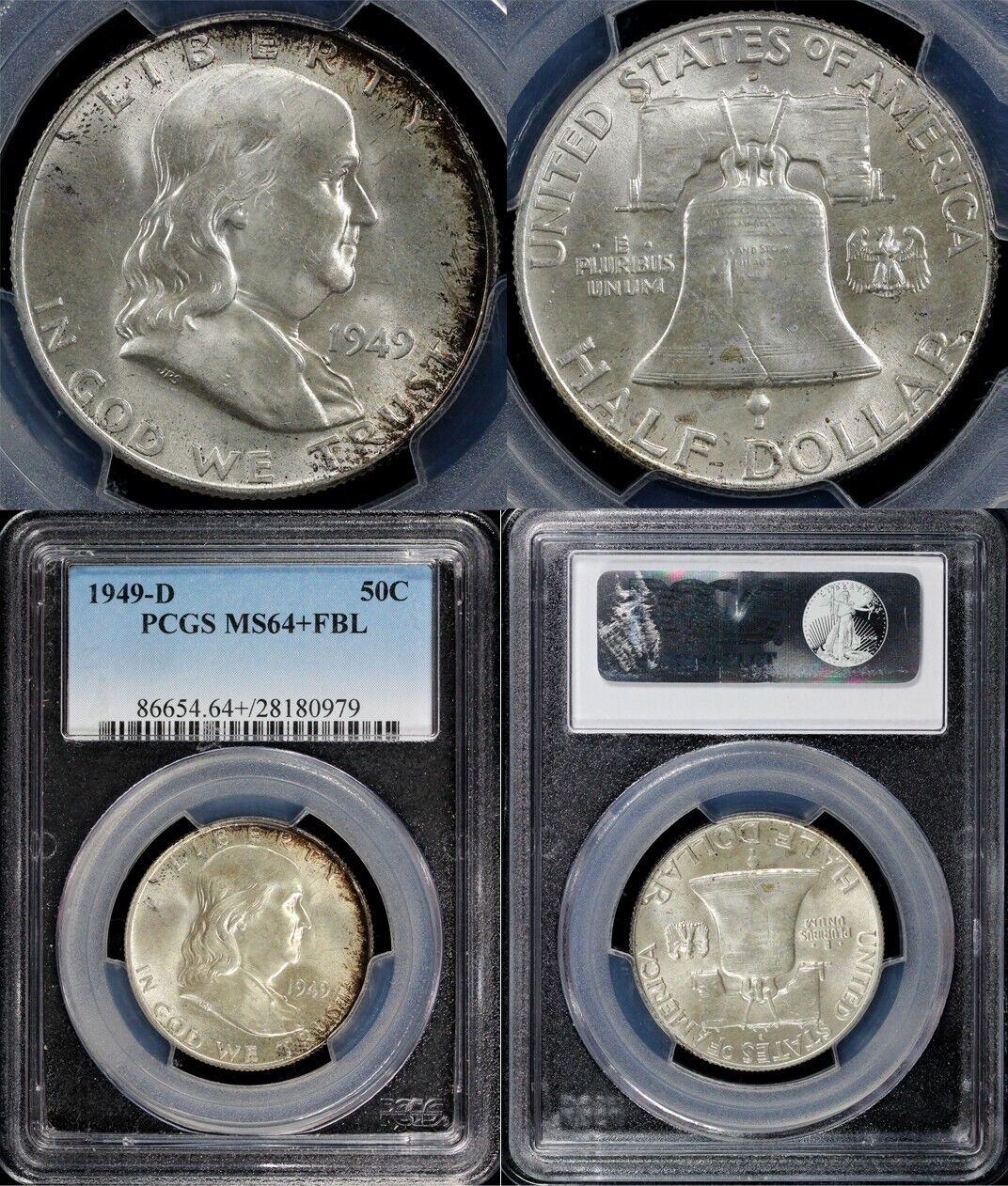1949-D 50c Full Bell Lines Franklin Half Dollar PCGS MS 64+