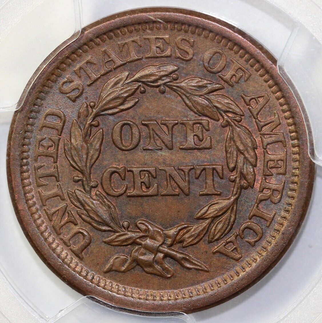 1850 1c N-7 Braided Hair Large Cent PCGS and CAC MS 65 BN *Early Die State*