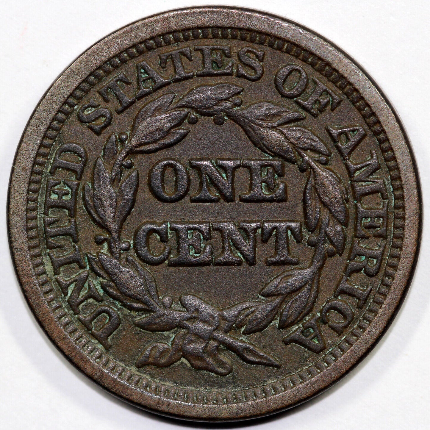 1847 1c N-12 Braided Hair Large Cent *Rim Break*