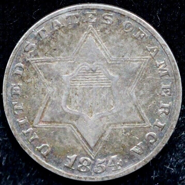 1854 3cs Three Cent Silver Piece