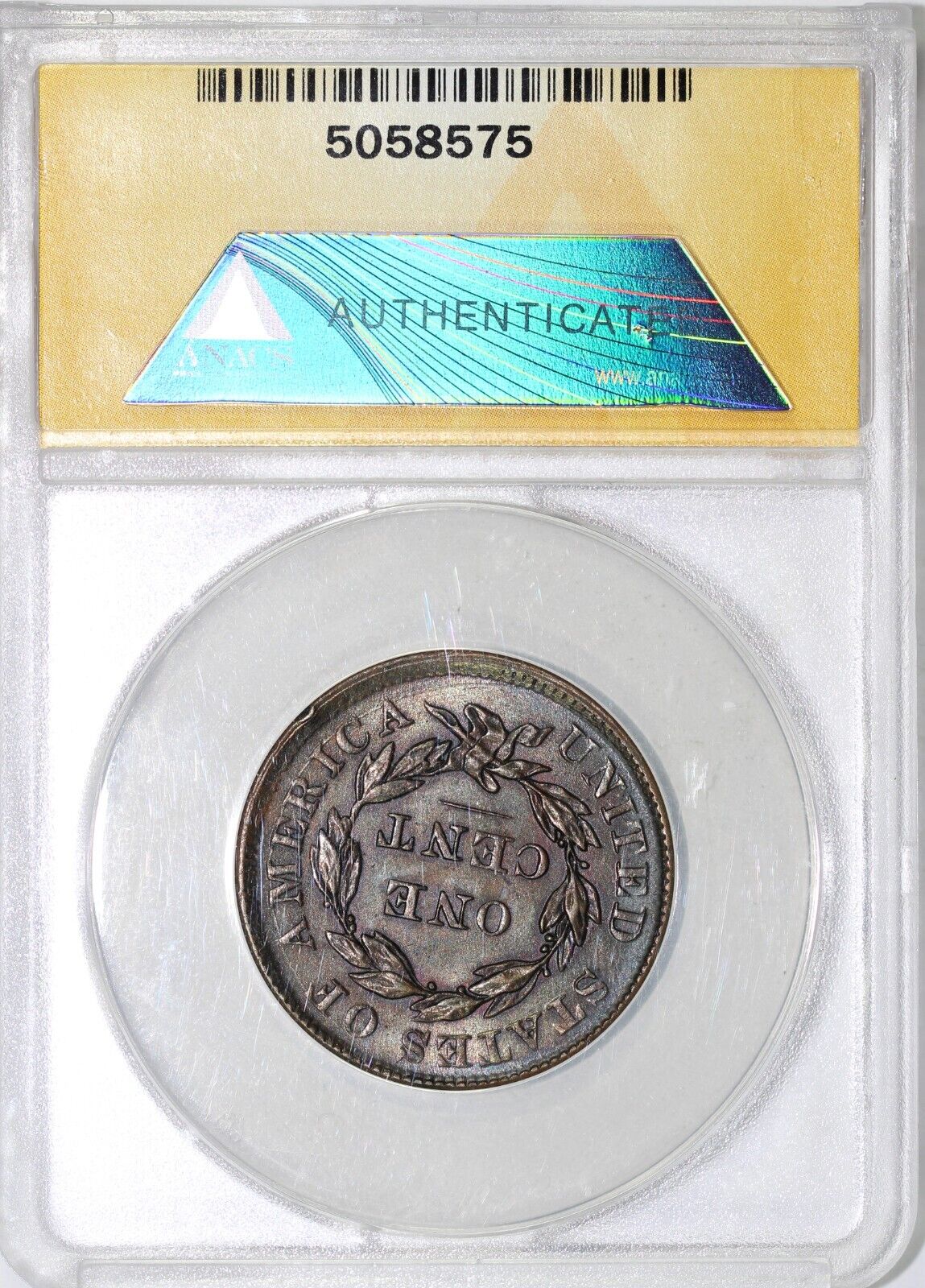 1836 1c Matron Head Large Cent ANACS MS 62 BN