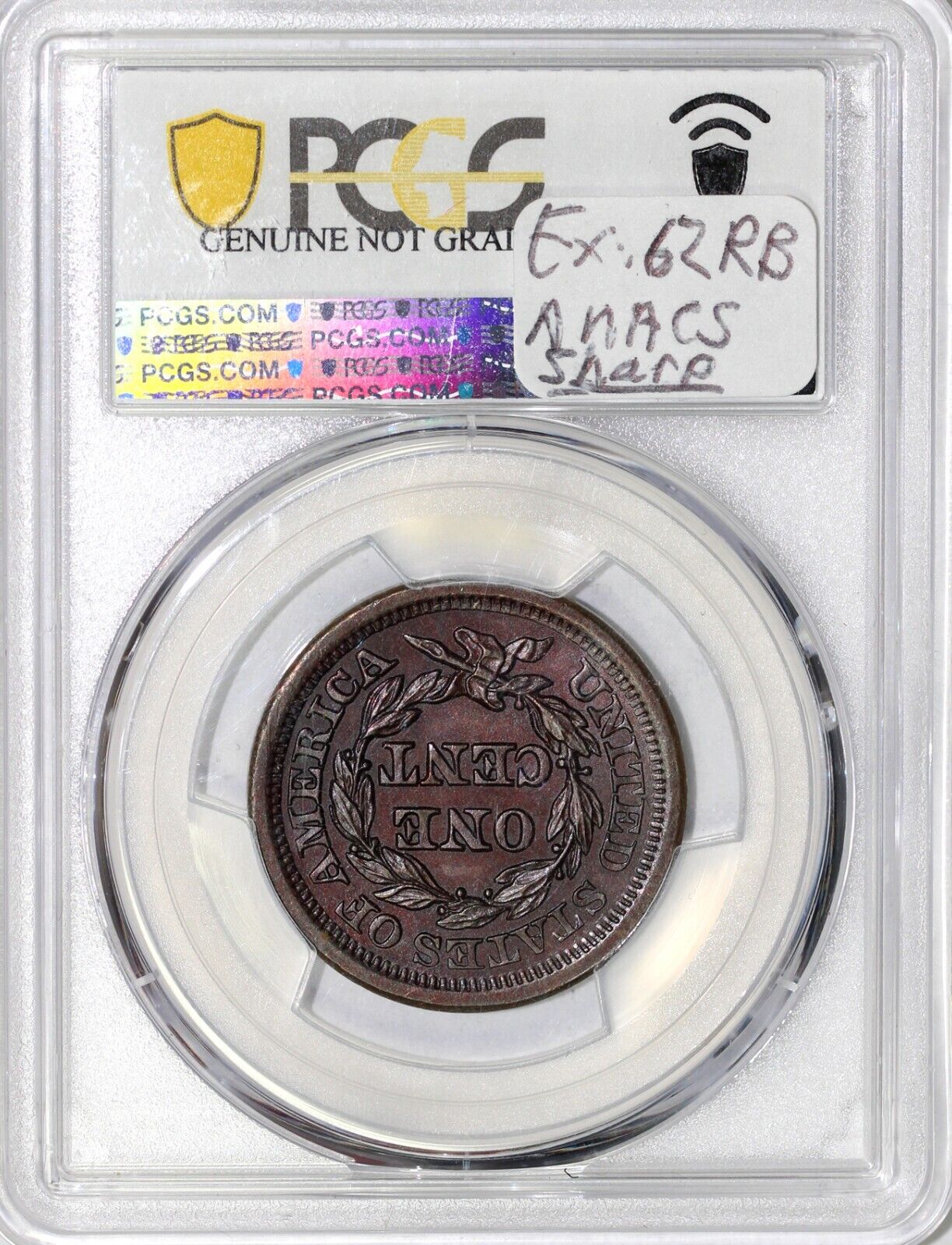 1855 1c Upright 55 Braided Hair Large Cent PCGS UNC DETAILS CLEANED