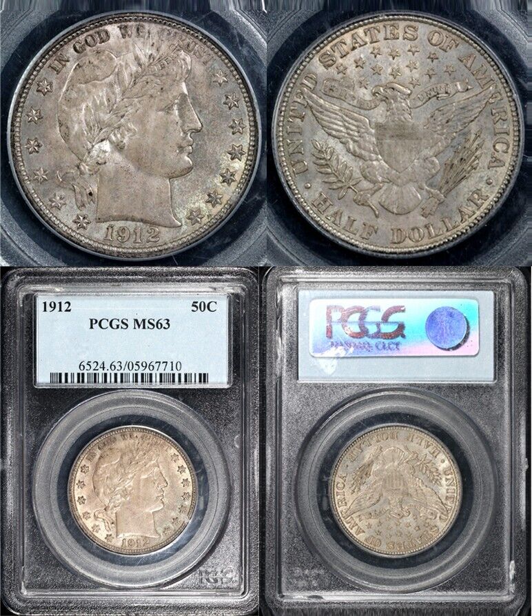 1912 50c Barber Half Dollar PCGS MS 63