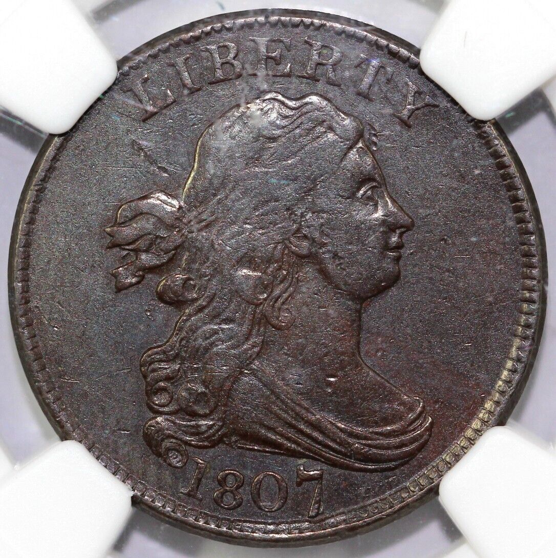 1807 1/2c C-1 Draped Bust Half Cent NGC AU Details Improperly Cleaned