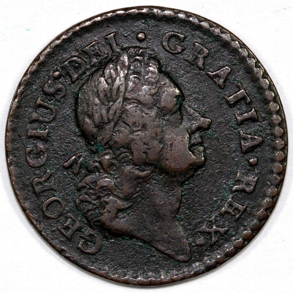 1723 Woods Hibernia Farthing Colonial Copper