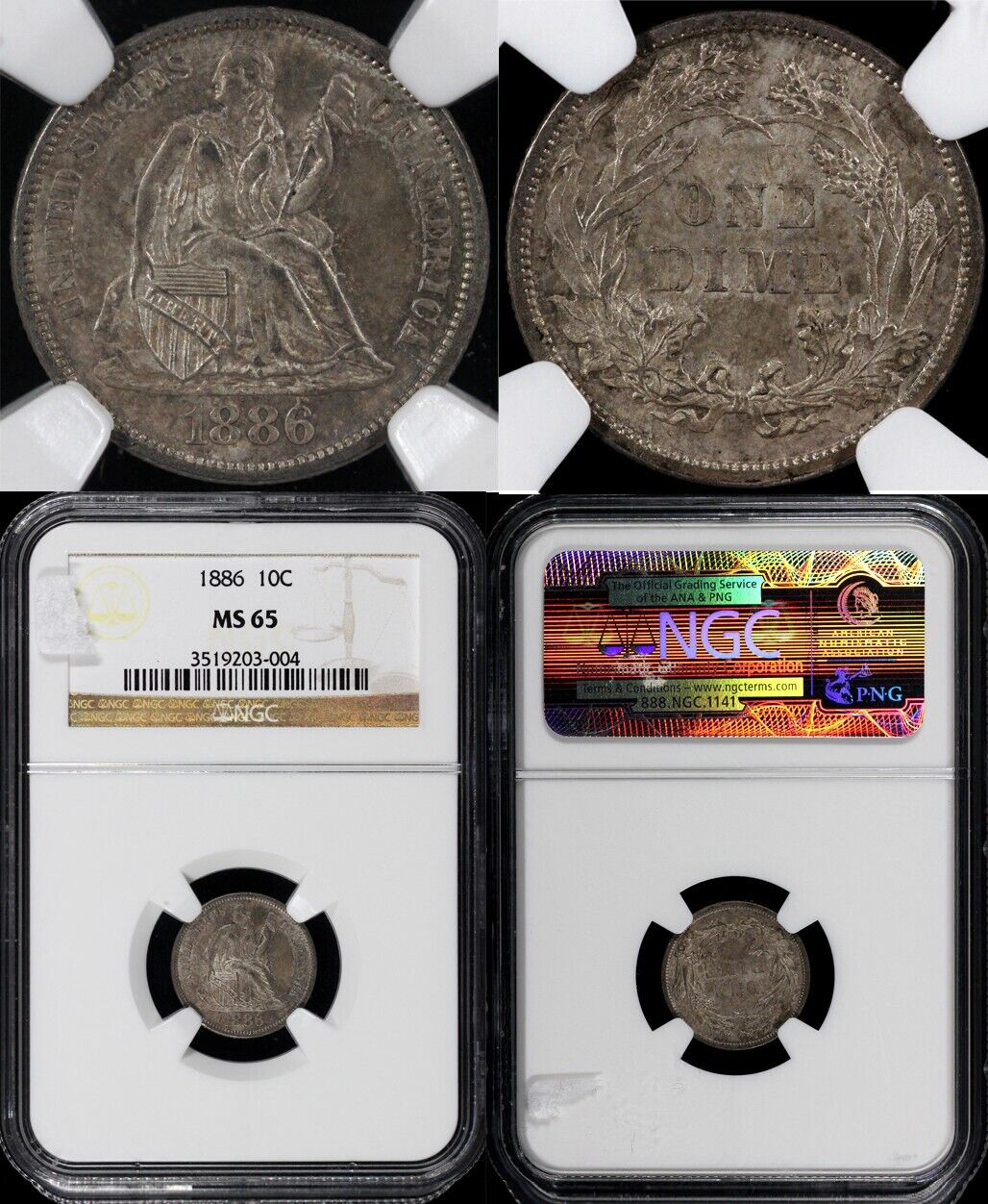 1886 10c Seated Liberty Dime NGC MS 65