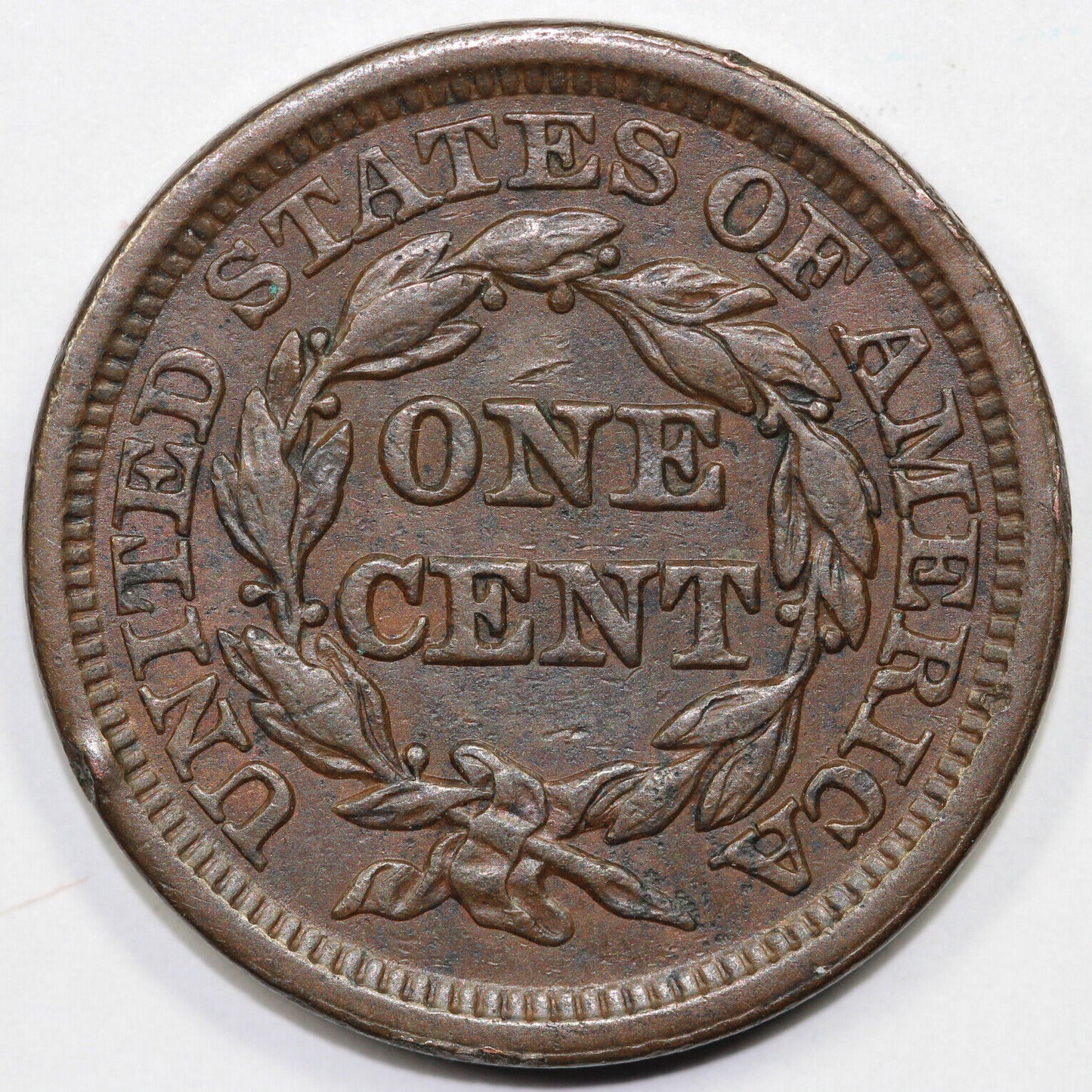 1846 1c N-12 Braided Hair Large Cent *Rim Break Obv.*