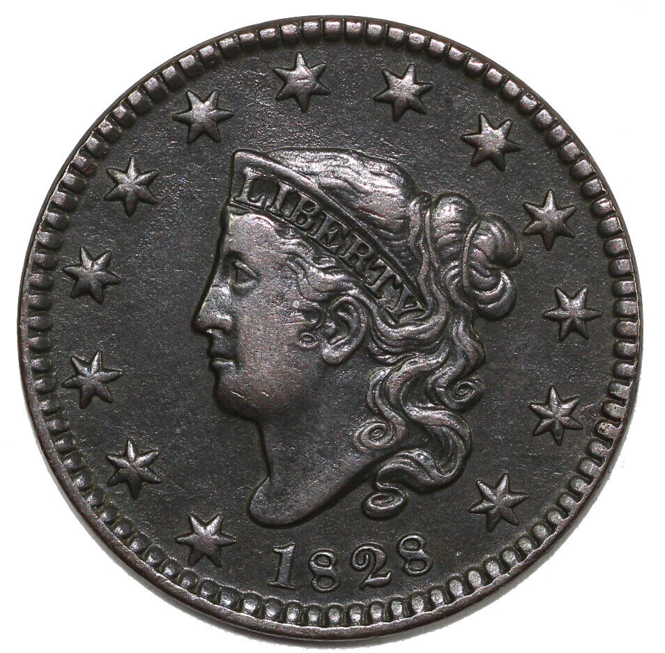 1828 1c N-10 Coronet or Matron Head Large Cent