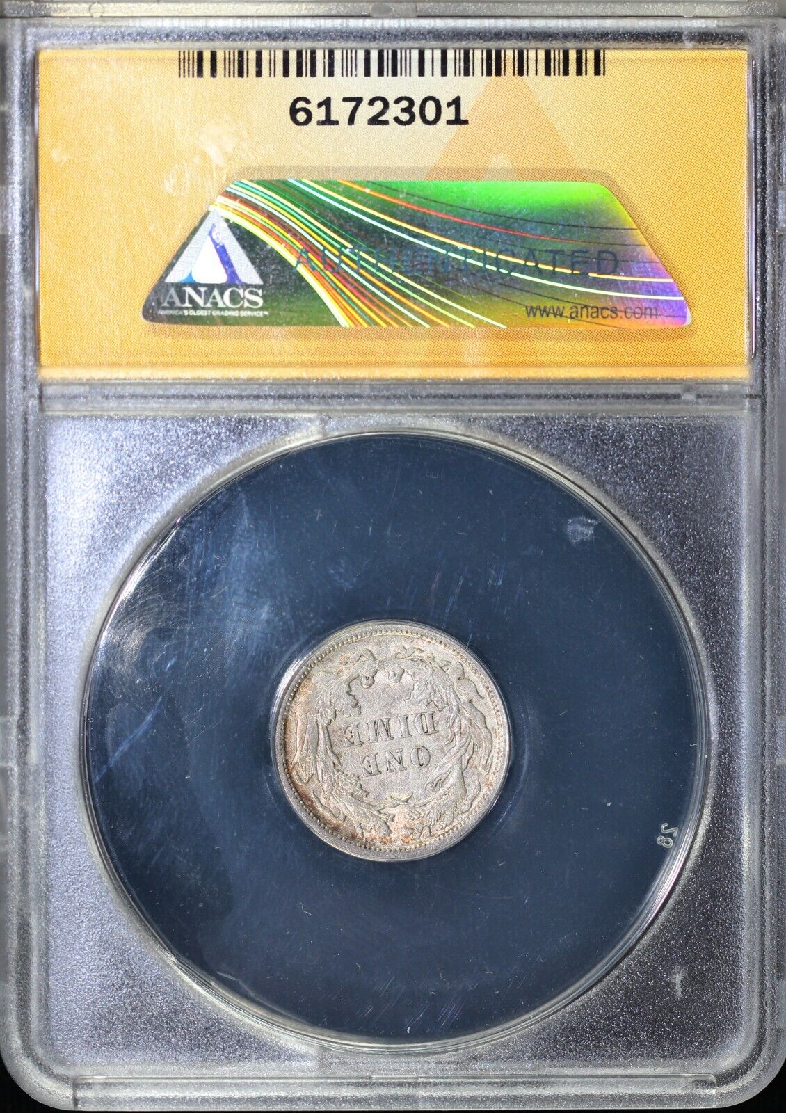 1891 10c Seated Liberty Dime ANACS AU 55 DETAILS CLEANED