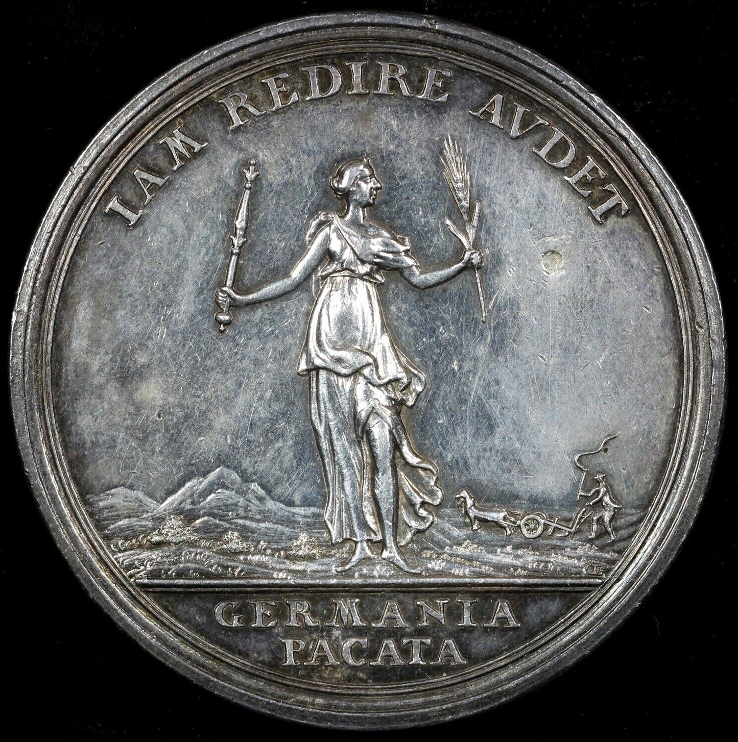 1763 Betts-446 Germania Pacata Paris Peace Treaty and Seven Years War Medal