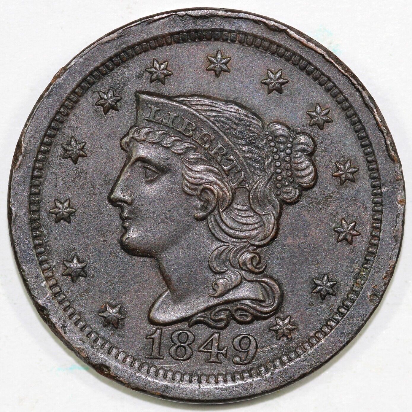 1849 1c N-1 Braided Hair Large Cent