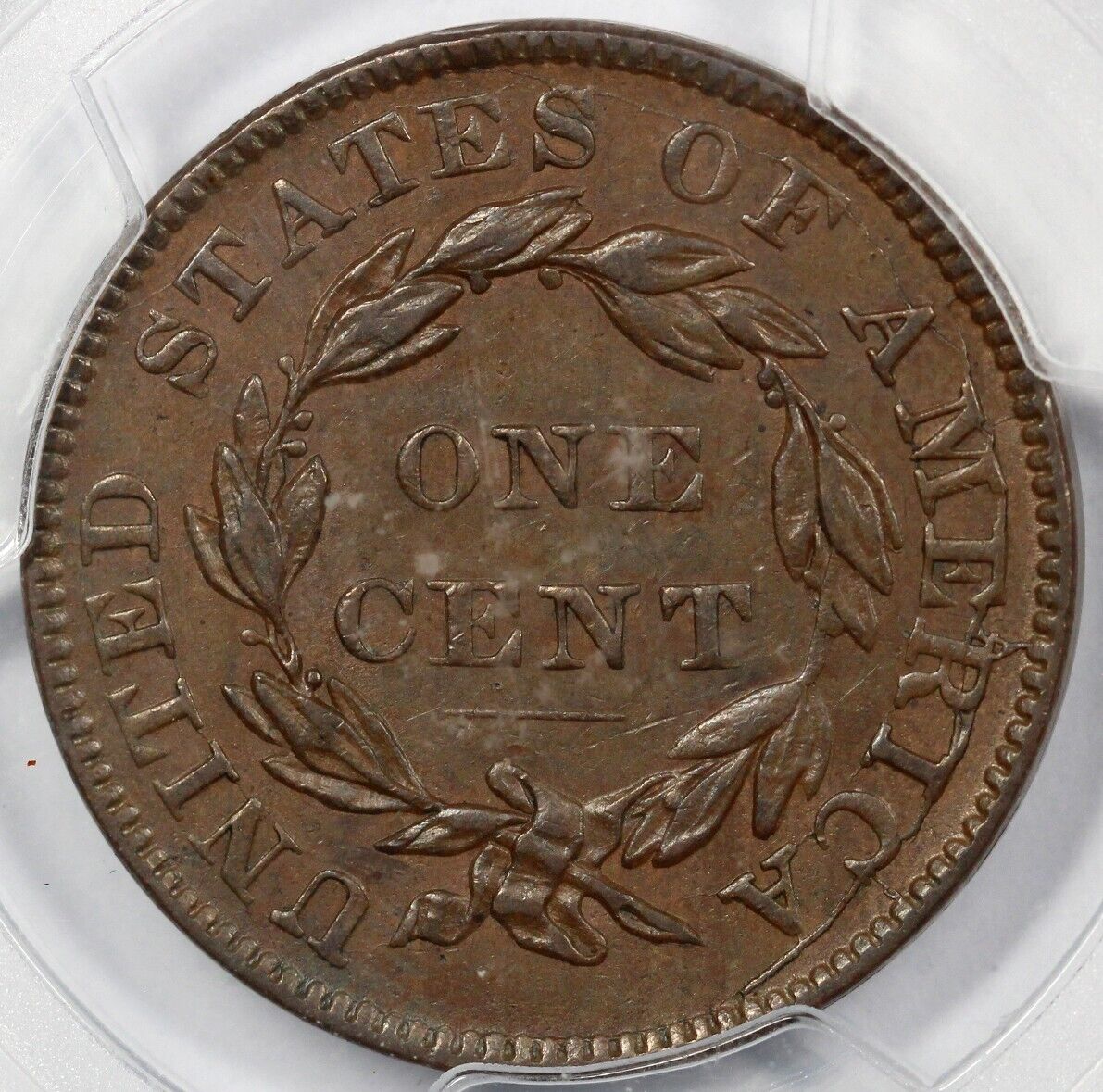 1837 1c Medium Letters Matron Head Large Cent PCGS AU 53