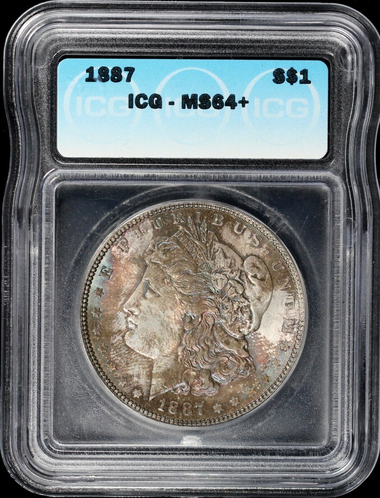 1887 $1 Morgan Dollar ICG MS 64+ *Color*