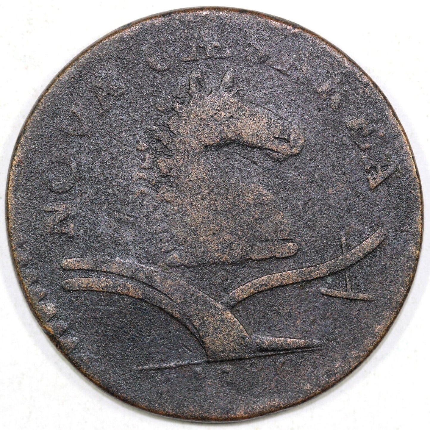 1786 1/2p M.12-G No Coulter New Jersey Colonial Half Penny