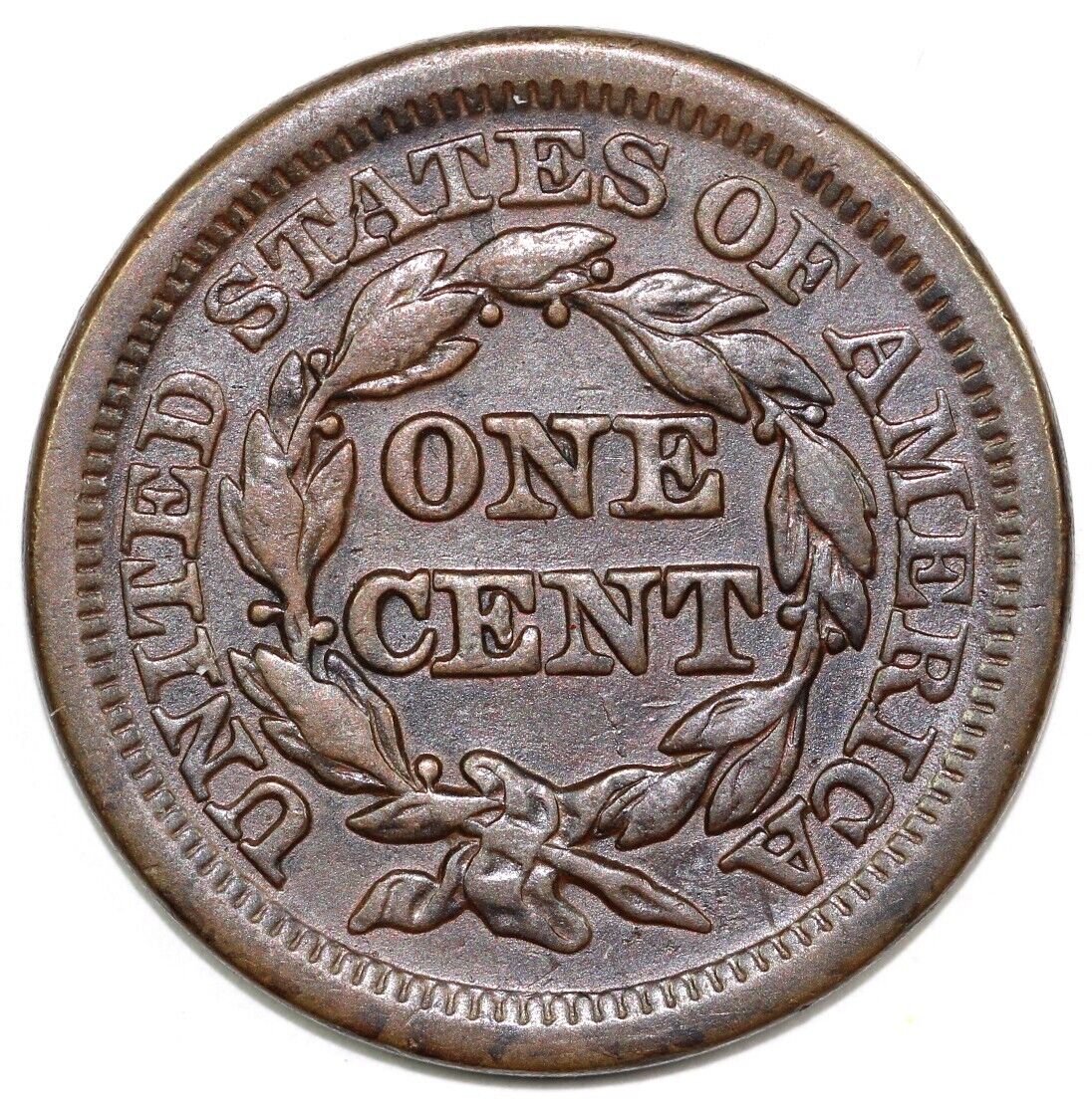 1853 1c Braided Hair Large Cent