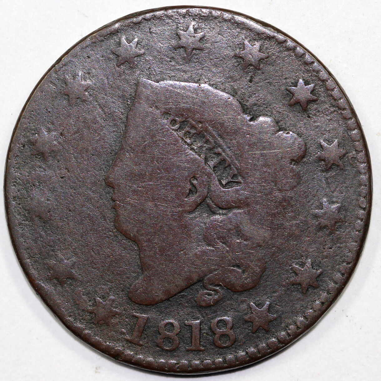1818 1c N-4 Coronet or Matron Head Large Cent