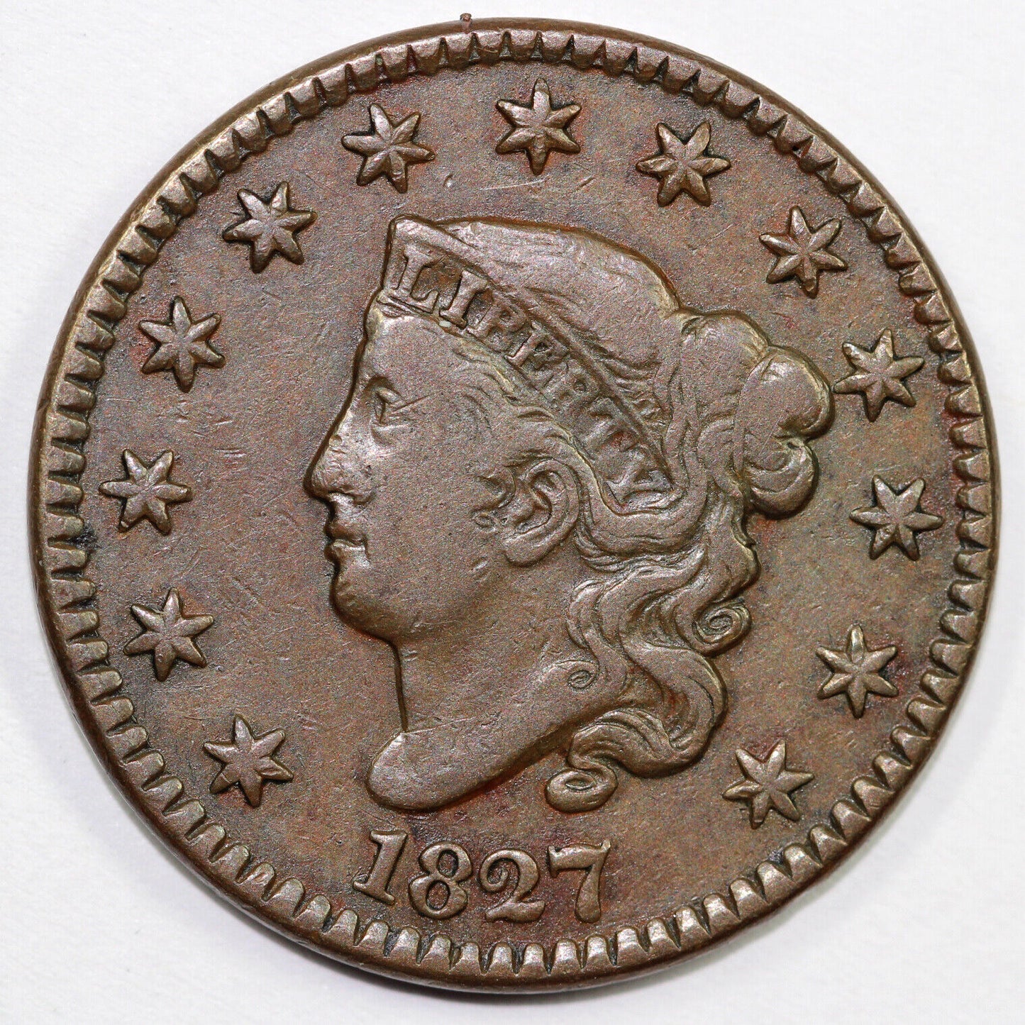 1827 1c N-4 Coronet or Matron Head Large Cent