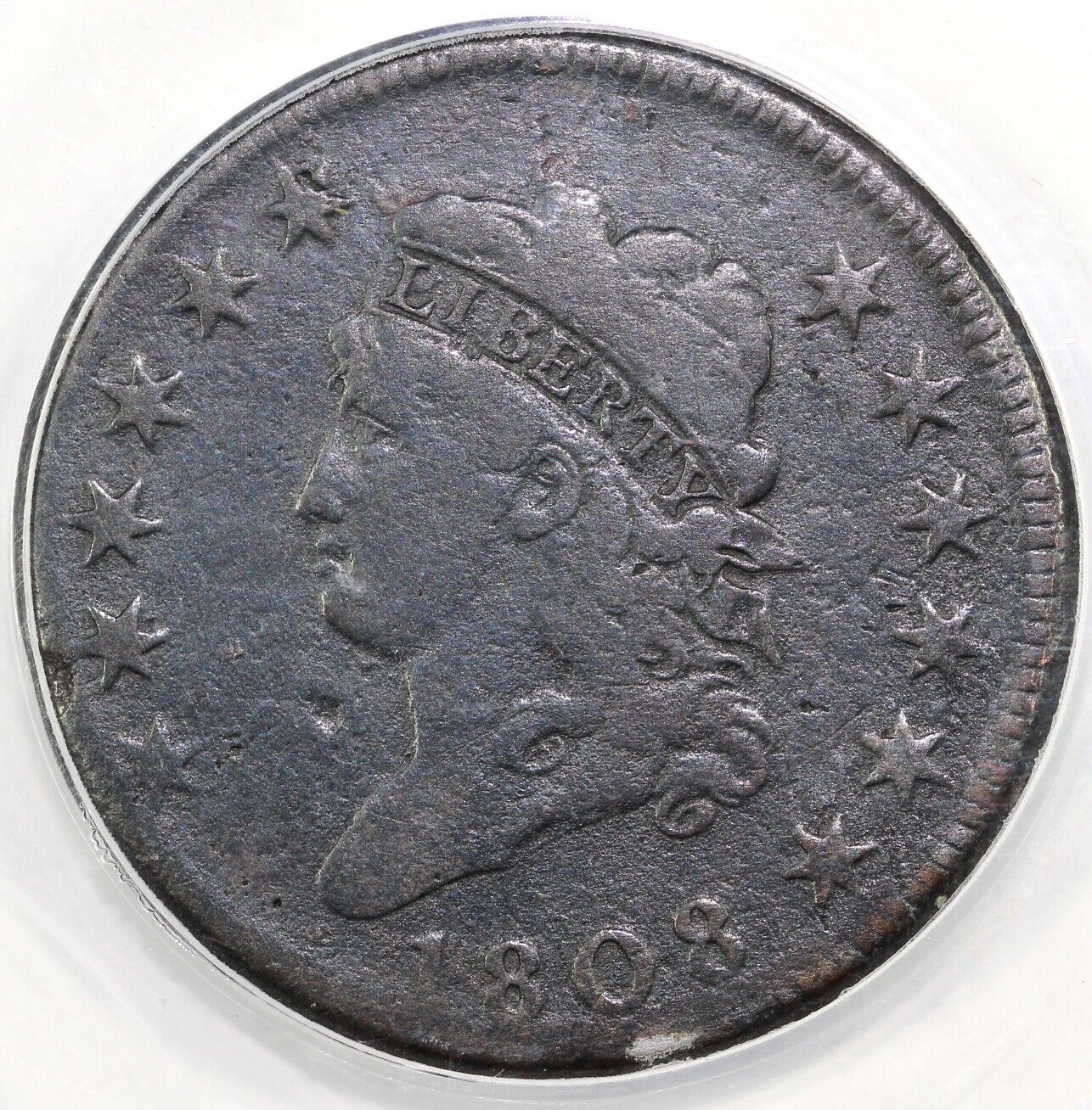 1808 1c S-277 12 Stars Classic Head Large Cent ANACS VG 10 Details Corroded
