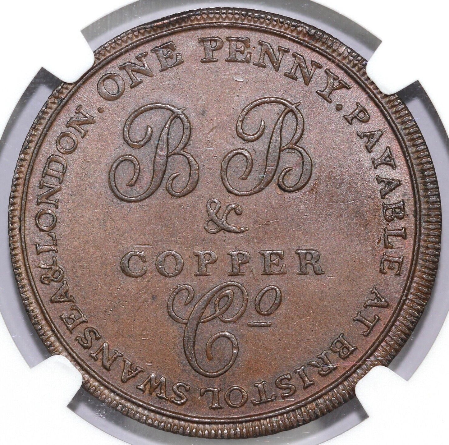 1811 1c Great Britain W-441 Bristol Brass and Copper Co Penny NGC MS 62