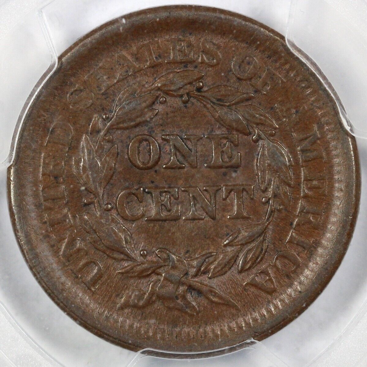 1853 1c Braided Hair Large Cent PCGS MS 64 BN