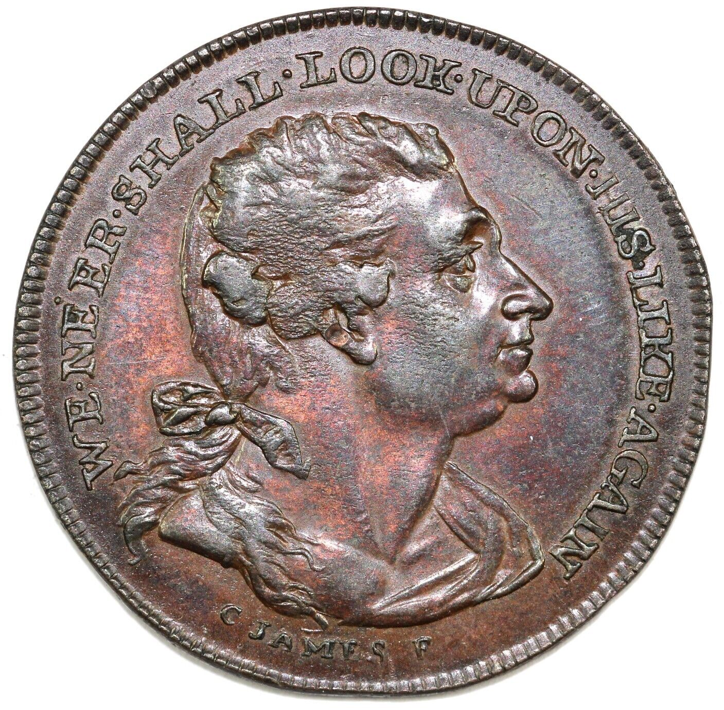 1790's 1/2p DH-478a Middlesex Masks Garrick Conder Token