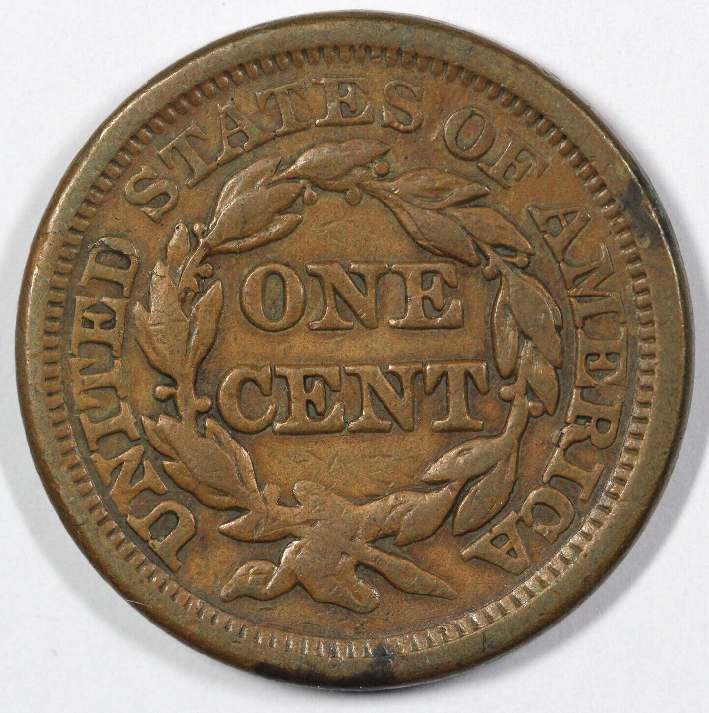 1854 1c Braided Hair Large Cent