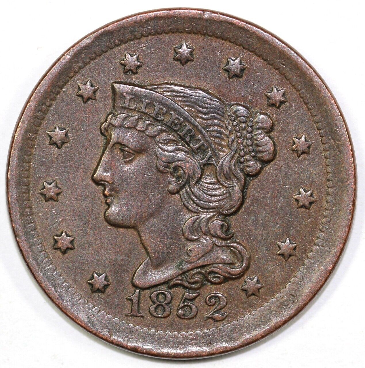 1852 1c N-4 Braided Hair Large Cent
