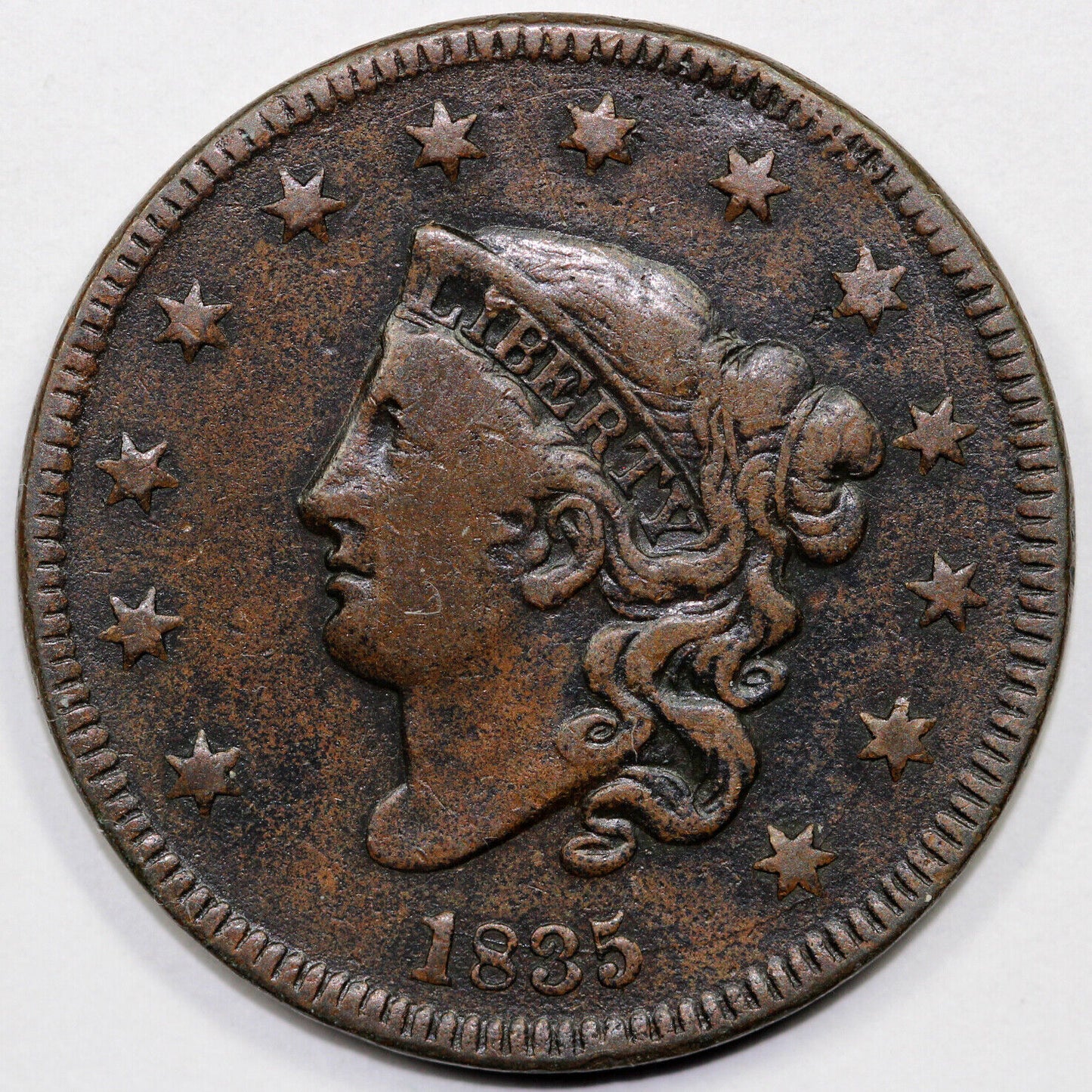 1835 1c N-12 Coronet or Matron Head Large Cent