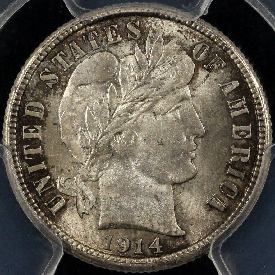1914 10c Barber Dime PCGS MS 65