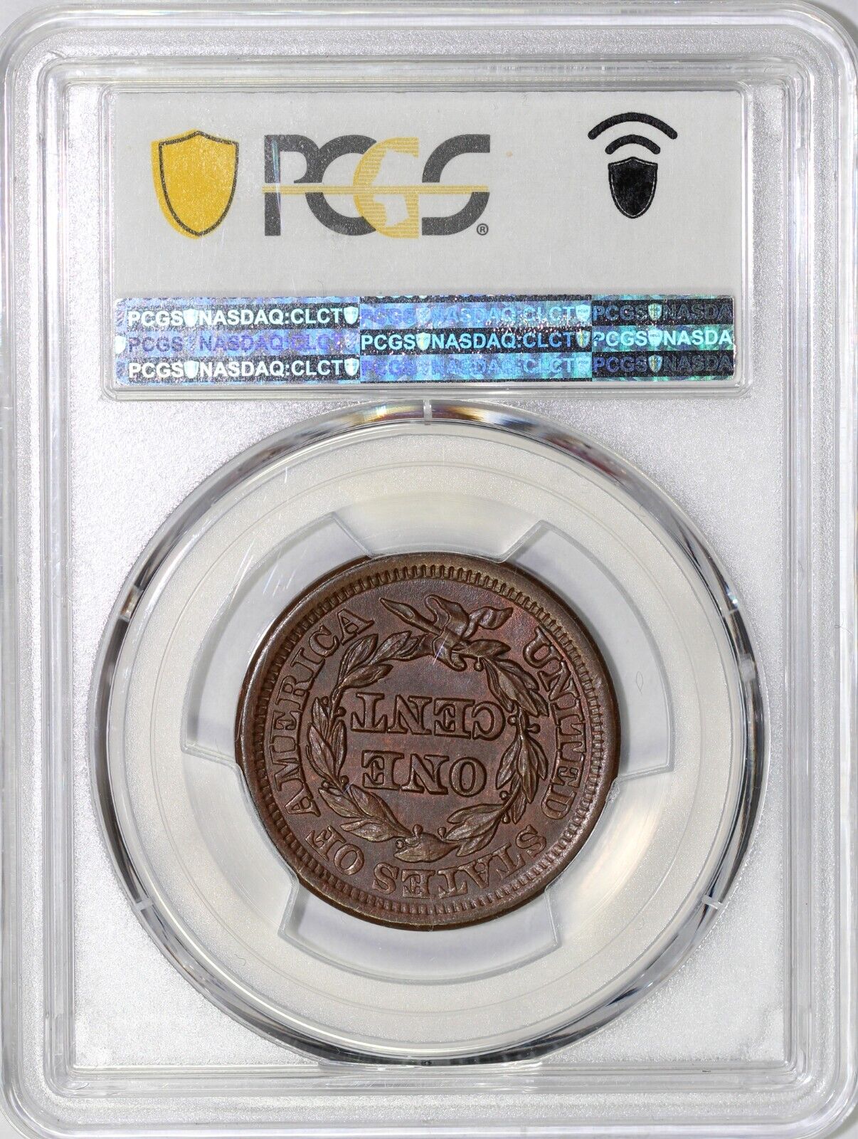 1853 1c N-25 Braided Hair Large Cent PCGS MS 66 BN
