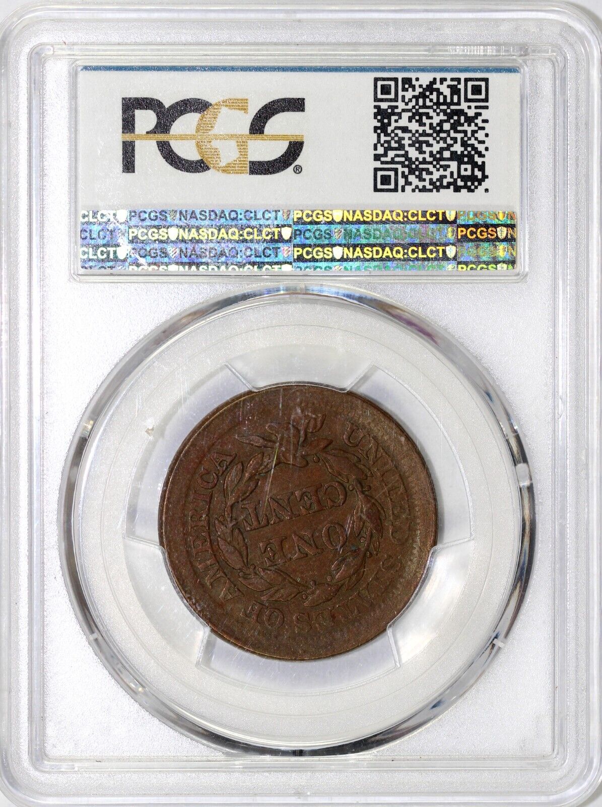 1857 1c Broadstuck Large Date Braided Hair Large Cent PCGS VF 35