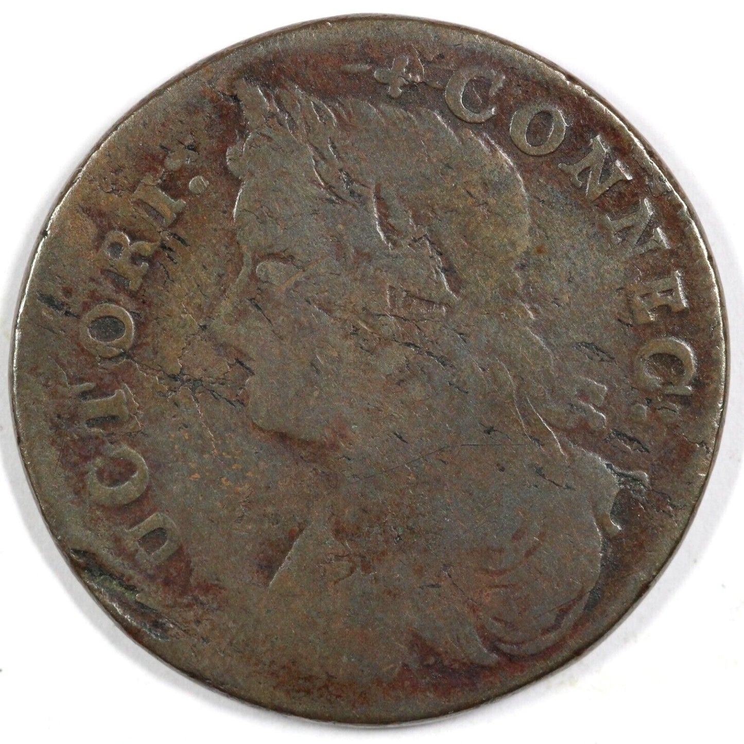 1787 1/2p M.17-g.3 Connecticut Colonial Half Penny