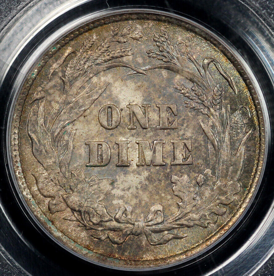 1892 10c Barber Dime PCGS MS 65