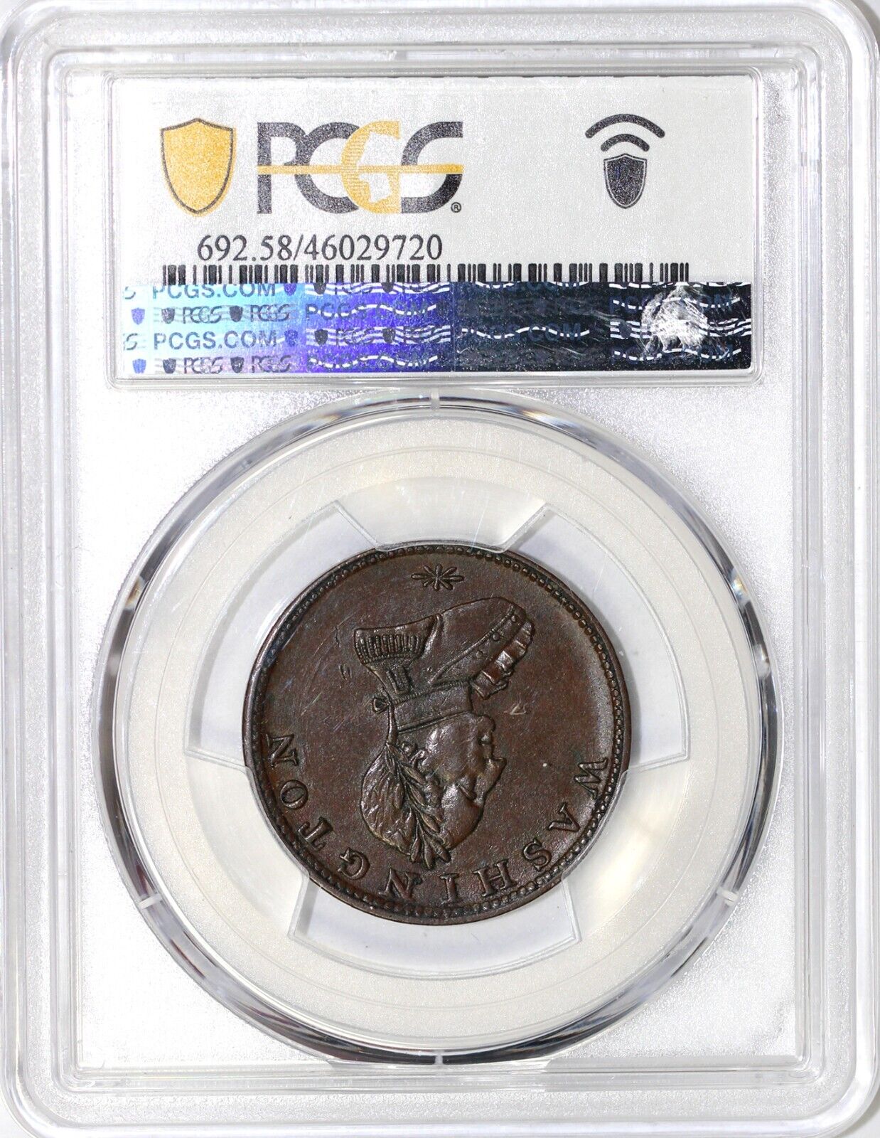 1783 Double Head Washington Colonial Copper Token PCGS AU 58 EX; SYD MARTIN