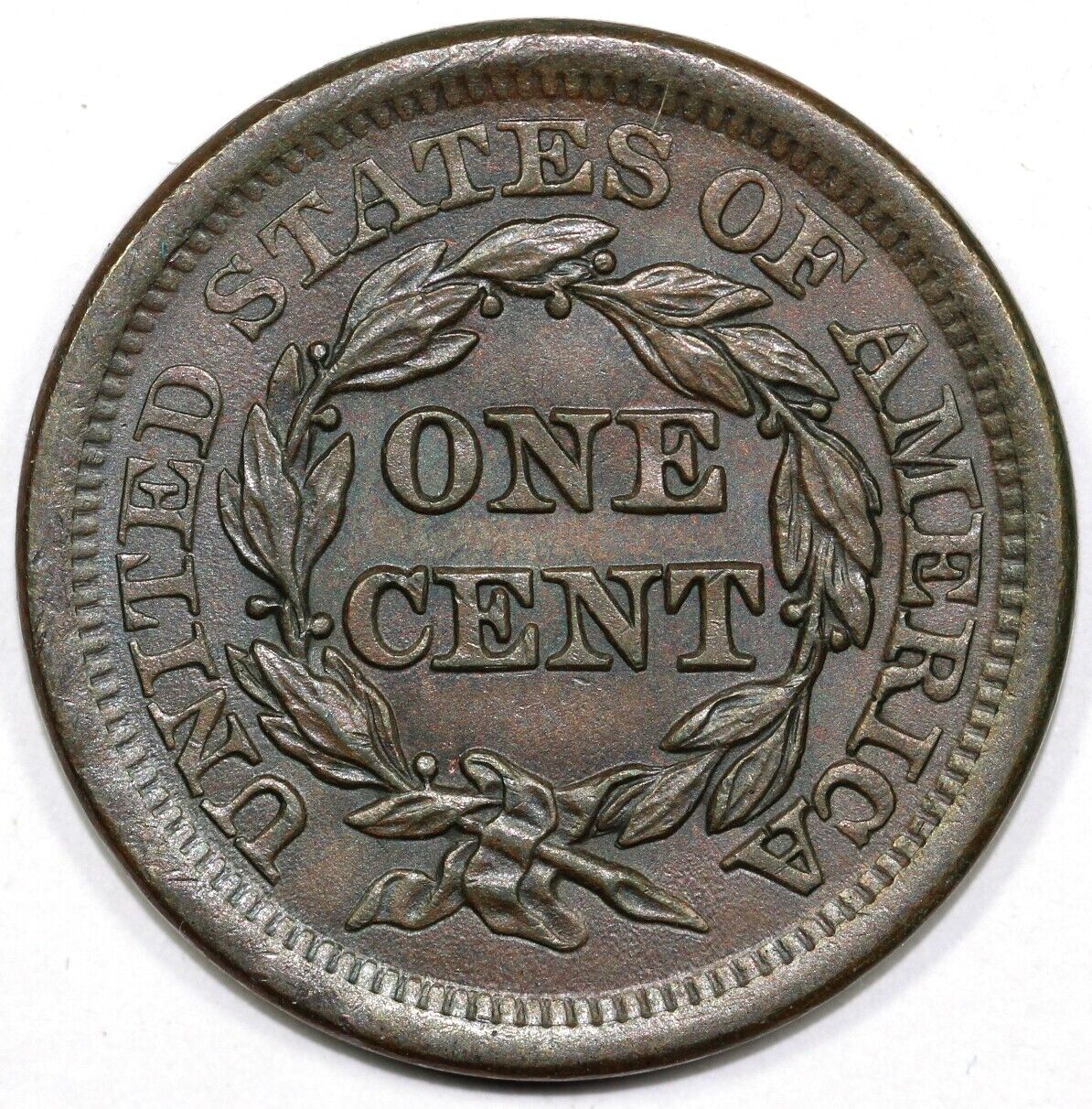 1853 1c N-12 Braided Hair Large Cent