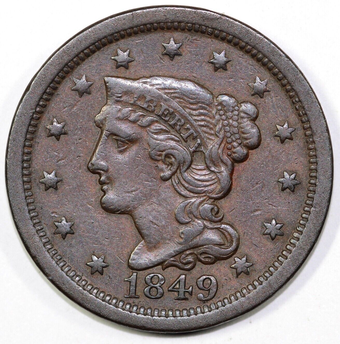 1849 1c N-26 Braided Hair Large Cent