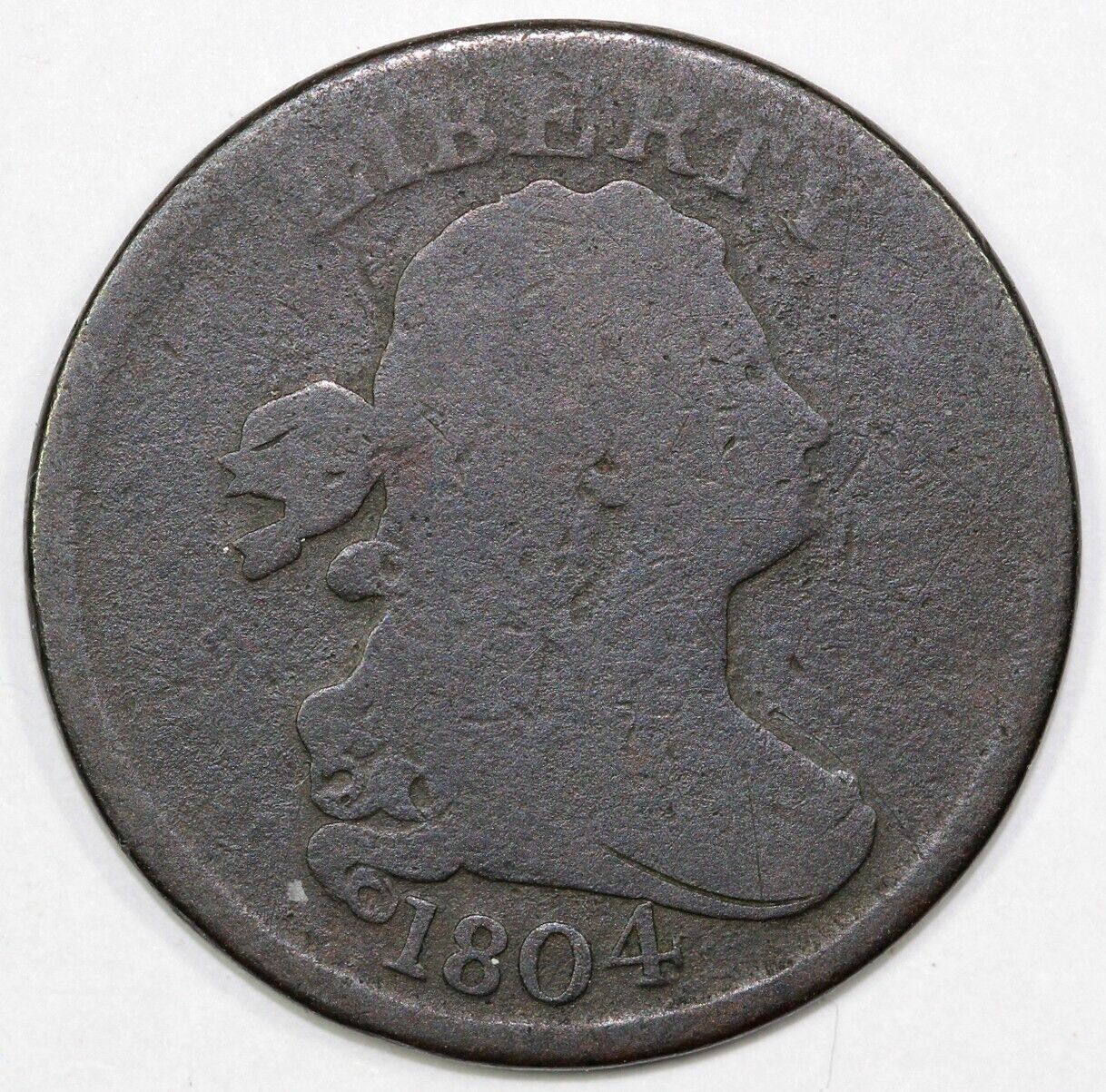 1804 1/2c C-6 Spiked Chin Crosslet 4 With Stems Draped Bust Half Cent *Cuds*