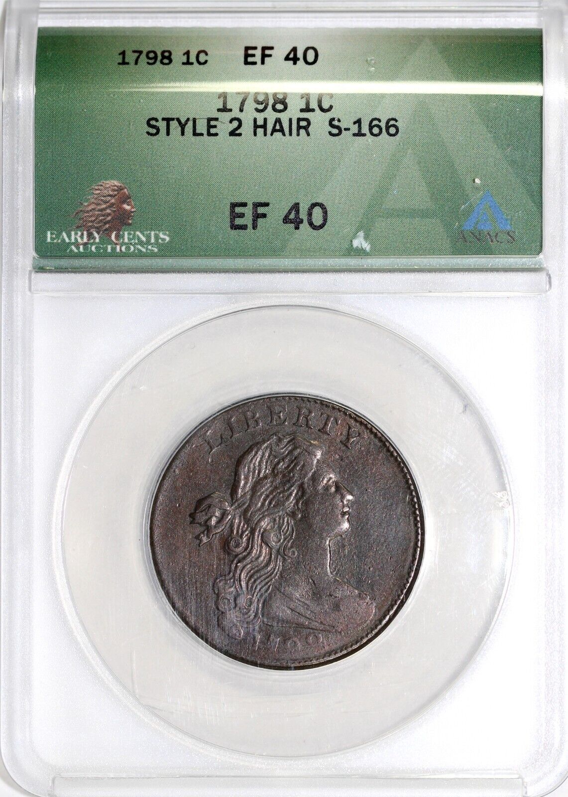 1798 1c S-166 2nd Hairstyle ANACS EF 40