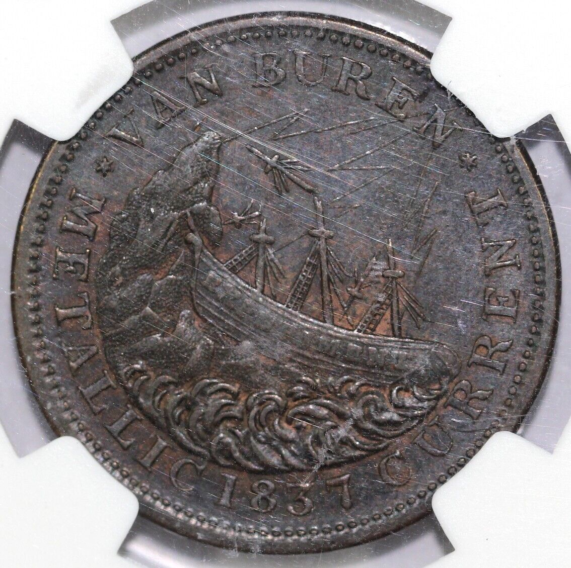 1841 HT-20 Daniel Webster Hard Times Token NGC AU 55