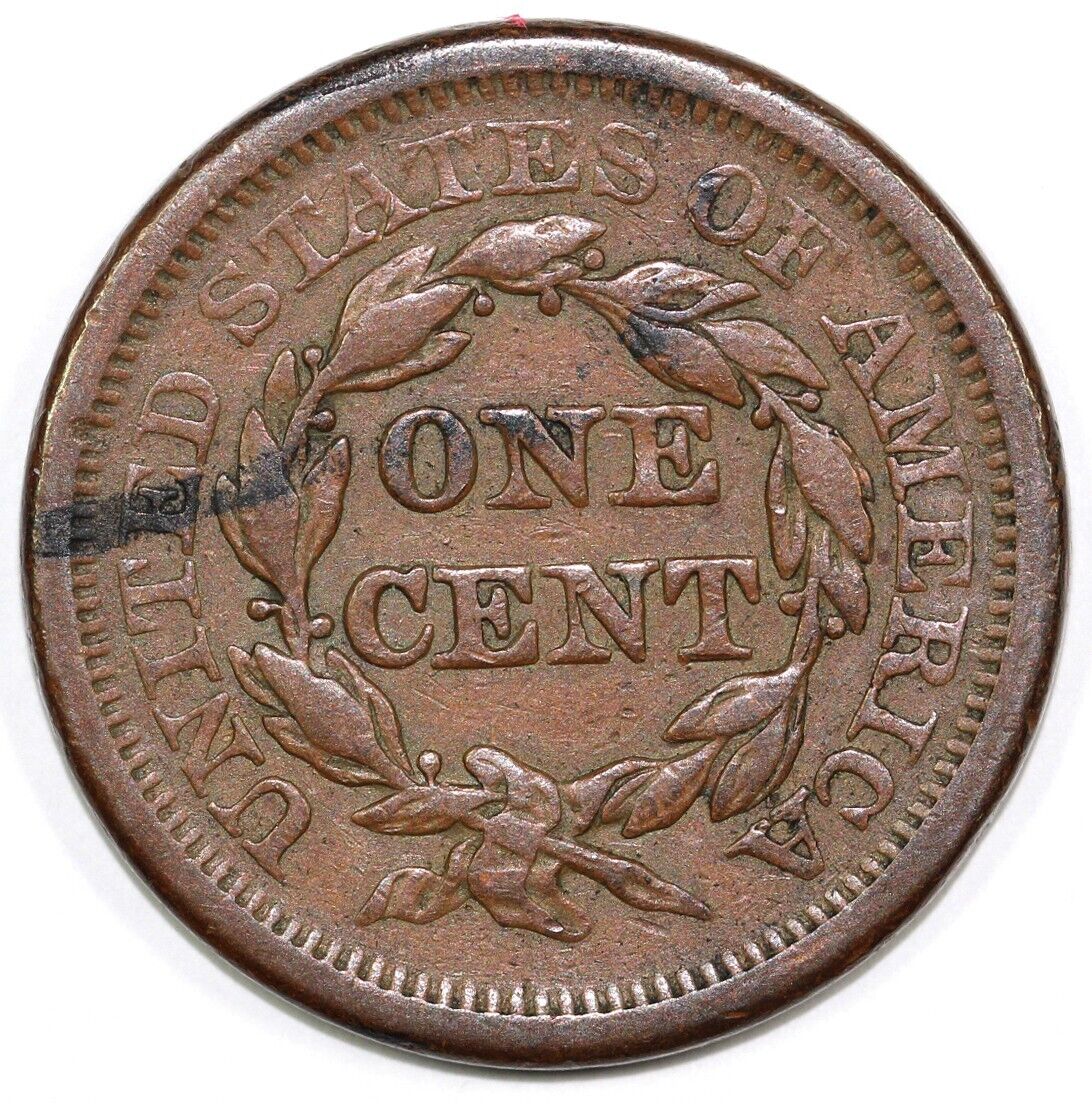 1850 1c N-28b Braided Hair Large Cent