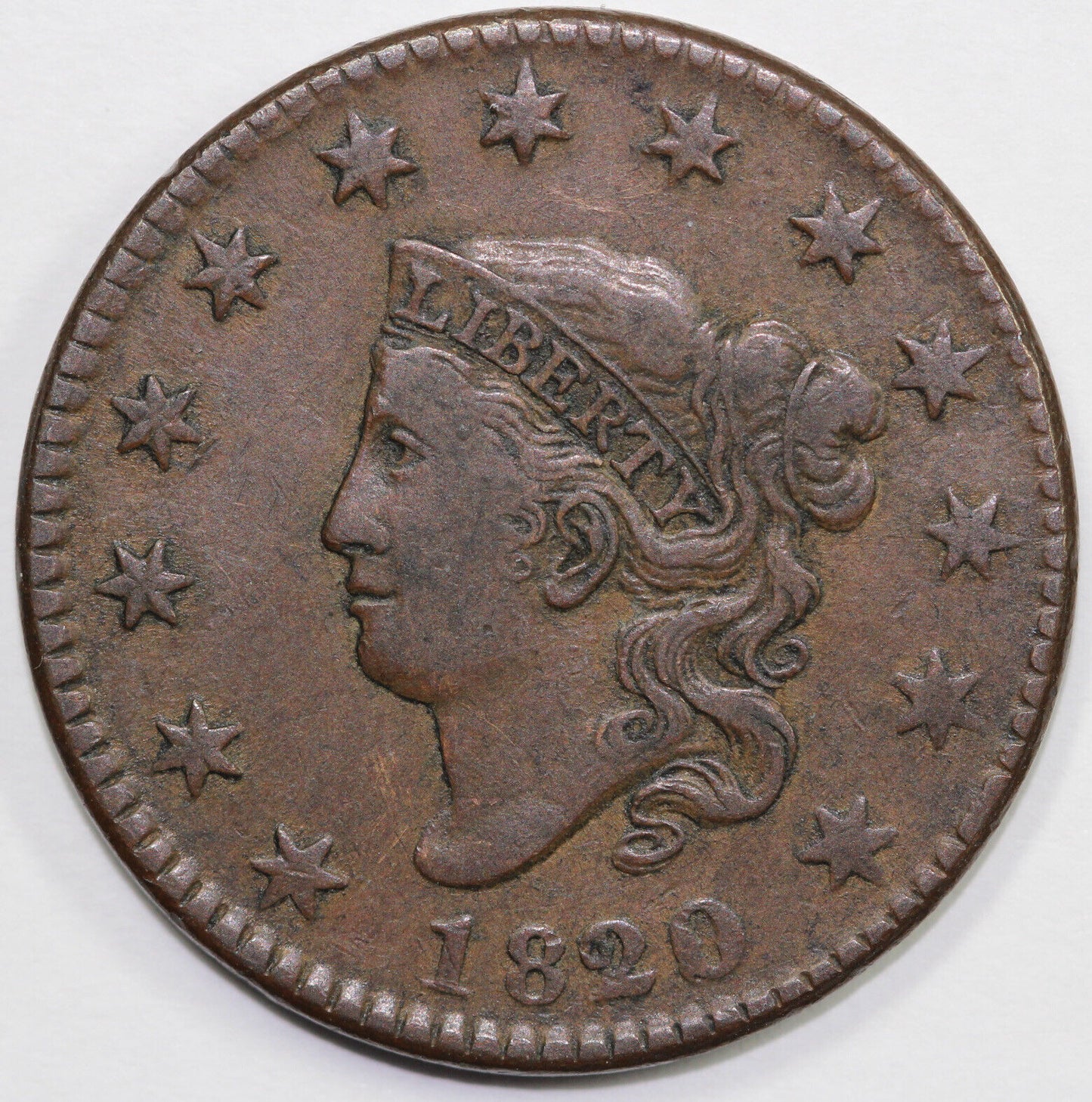 1820/19 1c N-2 Coronet or Matron Head Large Cent