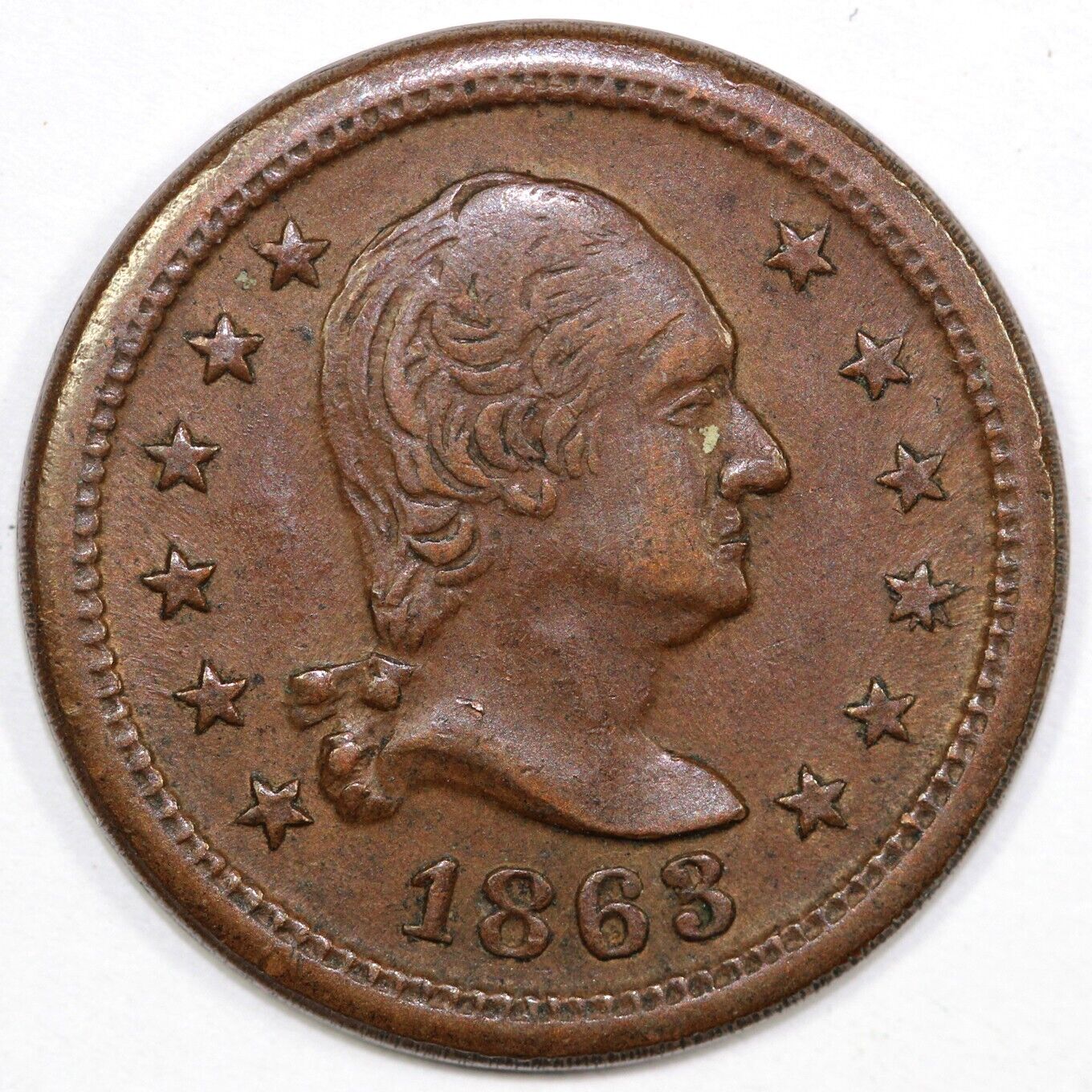 1863 CWT Washington Head Wilson's Medal Civil War Token