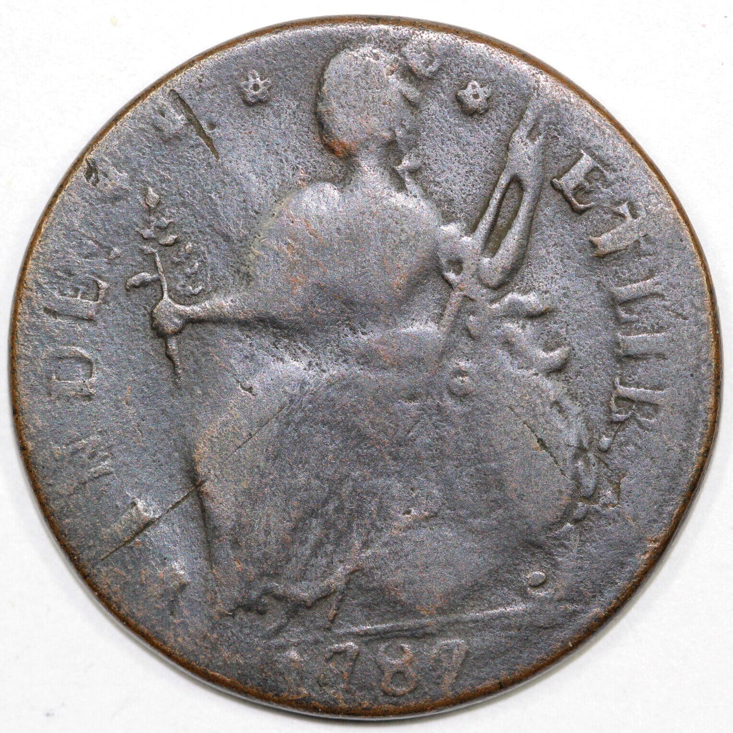 1787 1c M.33.34 - Z.11 Connecticut Colonial Copper Coin