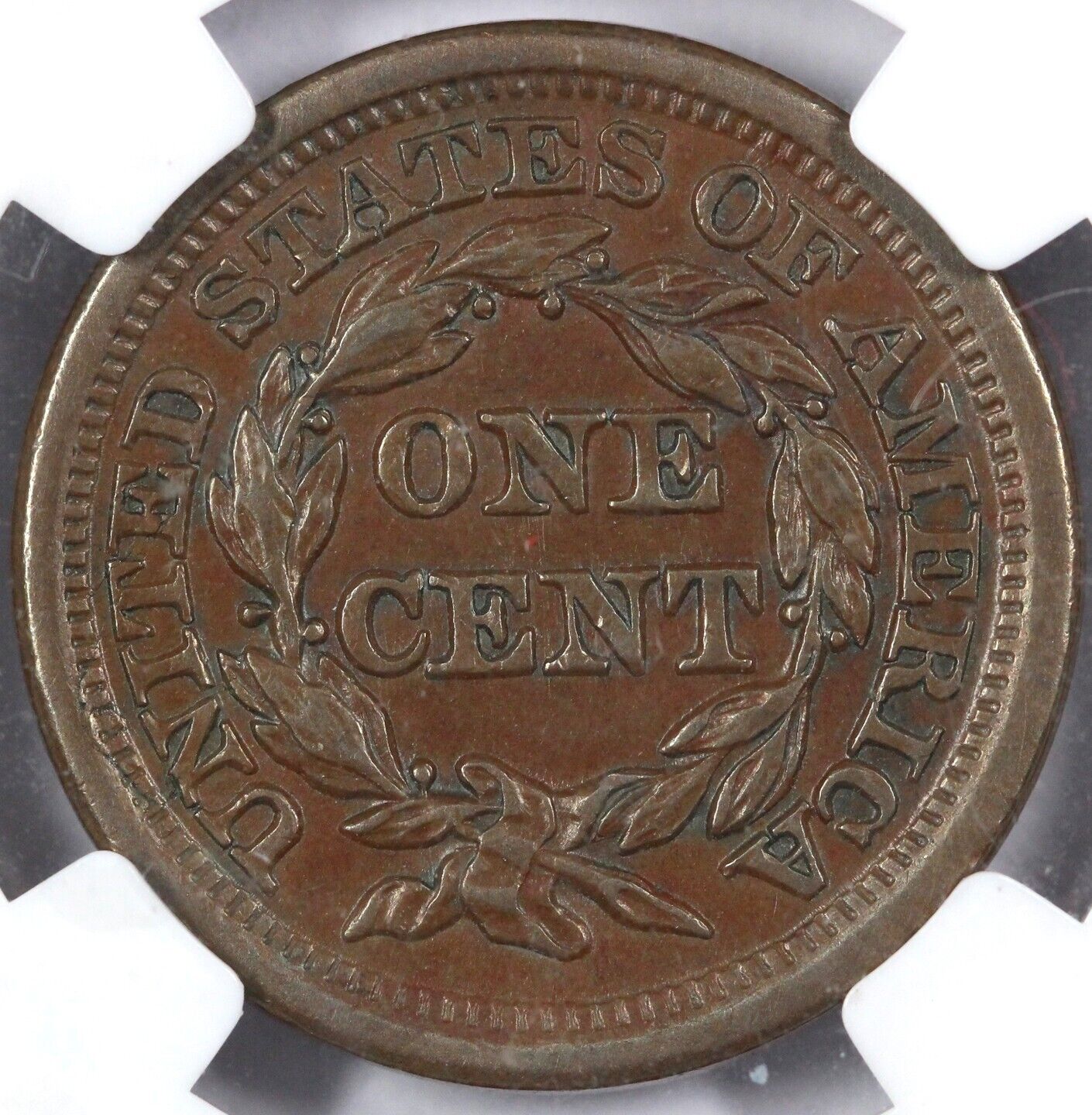 1853 1c N-32 Braided Hair Large Cent NGC AU 58